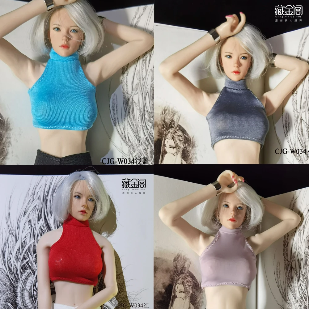 

1/6 Scale Tight T-shirt bottoming vest High neck T-shirt for 12 inch Female action figure Dolls CJG-W034