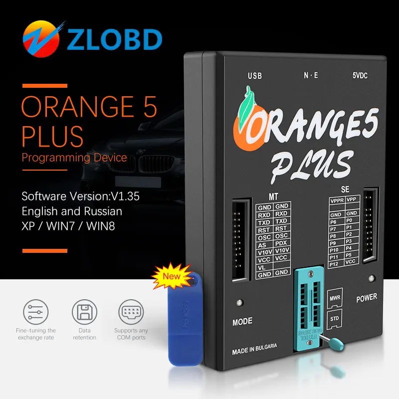 Программатор Orange5 Plus V1.35 OEM orange 5 с полным адаптером + улучшенное функциональное