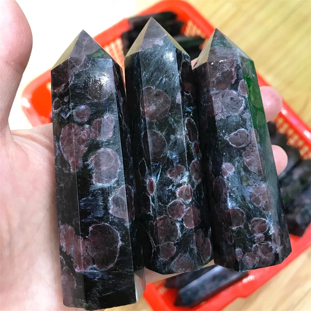 

2PC Natural Mineral Quartz Gemstone Fireworks Garnet Crystal Single Point Hexagon Wand Prisms Reiki Healing Decorate Specimens