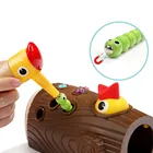 Игрушка в виде насекомых на магнитах, детская игрушка для кормления птиц, червяк, игрушка для кормления животных, Детский обучающий набор игрушек для рыбалки по методу Монтессори