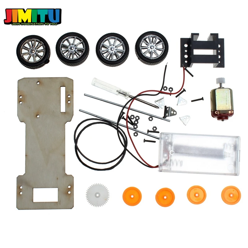 JIMITU DIY деревянный ручной четырехколесный электромобиль без аккумулятора