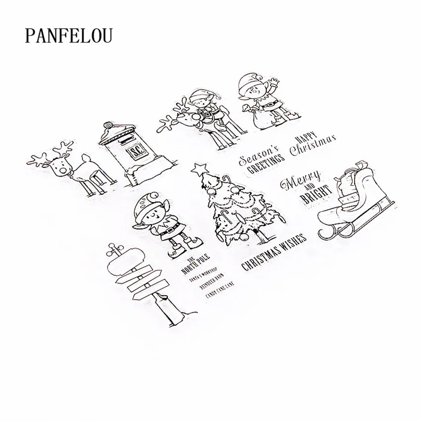 Прозрачный силиконовый каучук PANFELOU 17x15 см с изображением оленя и эльфов для