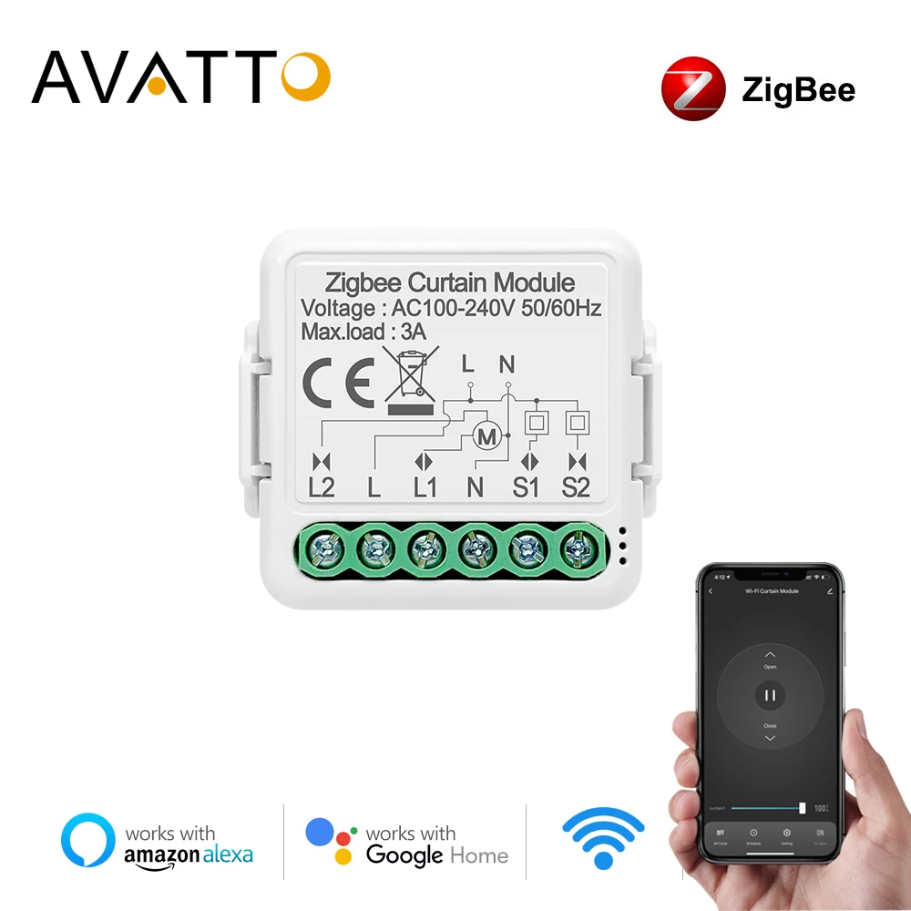 Модуль для штор AVATTO Zigbee умный контроллер Tuya роллевого затвора работает с Alexa Google