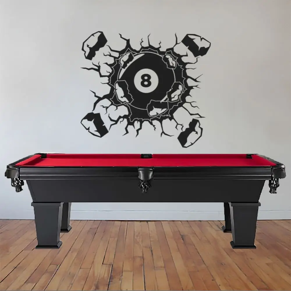 

Eight Ball Wall Crack Billiard Wall Sticker Decal Sports Sticker Billiard Pool Wall Art Decoration A001039