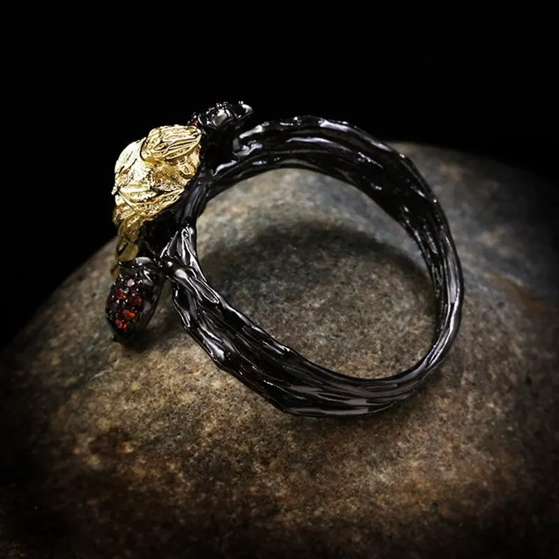 

Vintage Bald Eagle Head Hawk Bird Statement Ring Full Micro Inlaid Zircon Parrot Animal Rings For Women Men Jewelry
