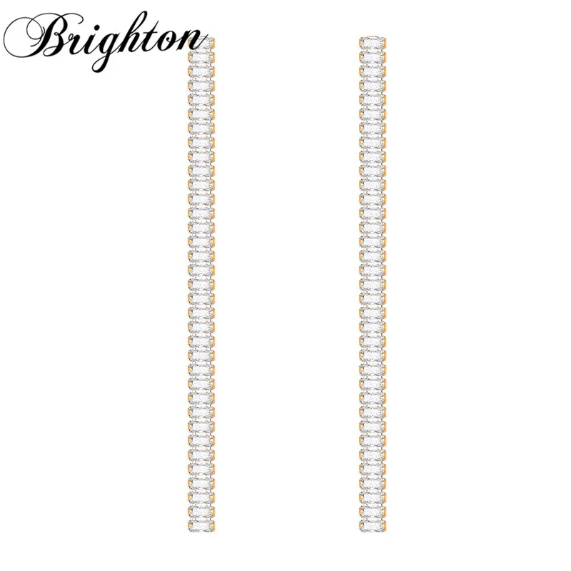 

Brighton New Fashion Long Link Chain Drop Earrings For Women Girl Zircon Dangle Alloy Party Weeding Simple Jewelry Gift