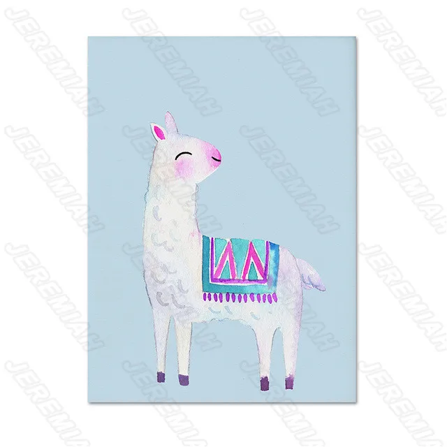 

Little White Alpaca Animal Poster Nordic Style Wall Art Canvas Print Painting Modern Children Bedroom Decoration