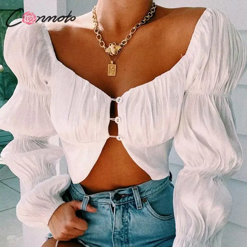 Conmoto модная винтажная блестящая рубашка с квадратным воротником женские