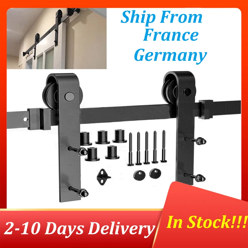 Двери сарая подвесной рельс для Европы деревенский Черный Раздвижные Barn