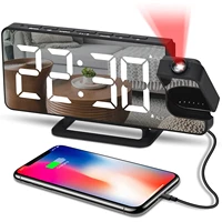projection digital alarm clock usb fm radio led smart clock watch table desktop wake up clocks with 180%c2%b0 time projector snooze