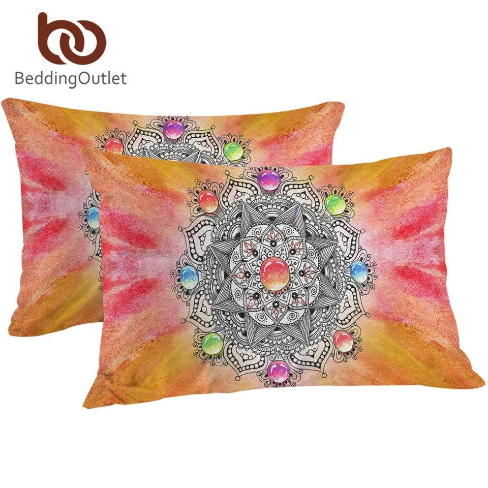 Наволочка с рисунком мандала наволочка кристаллами и драгоценными камнями