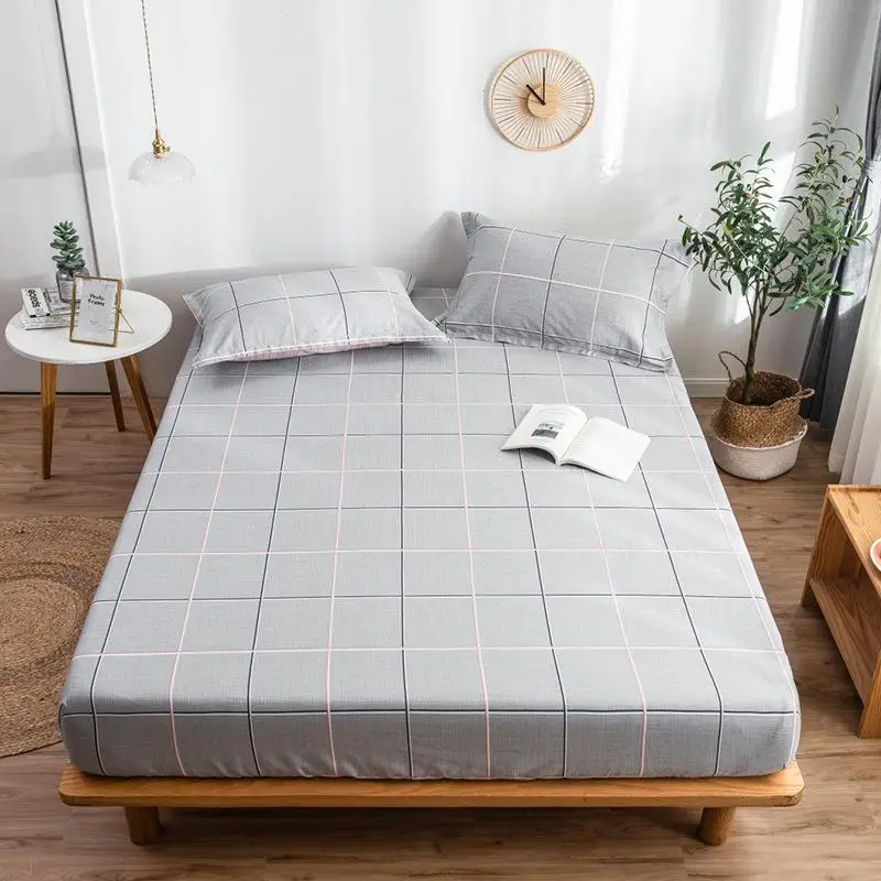 

Stripe Print Fitted Sheet For Single Double Bed Kids Adults 100% Cotton Bed Sheets (no pillowcase) XF749-7