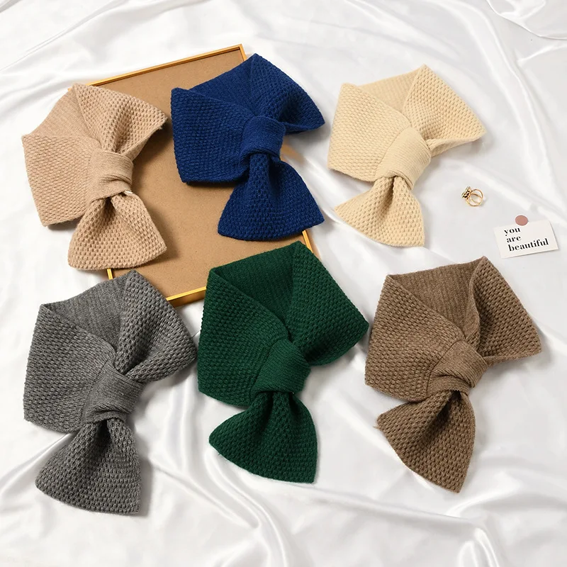 

Autumn Cross Warm Fake Collars Wool Knitted Small Scarf Korean Short Neck False Collar Ladies Shirt Detachable Collars