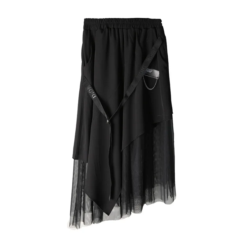 

Vintage black color Tulle Skirt for Women 2021 Elastic High Waist Mesh Tutu Skirt Jupe Longue