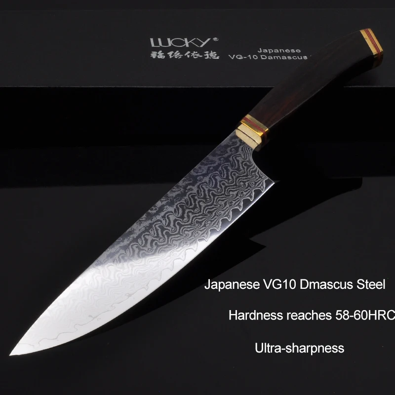 10'' Damascus Chef Knife for Kitchen High Carbon Japanese VG10 Steel Gyuto Meat Cutter Chop with Sandalwood Handle 46.1 | Дом и сад