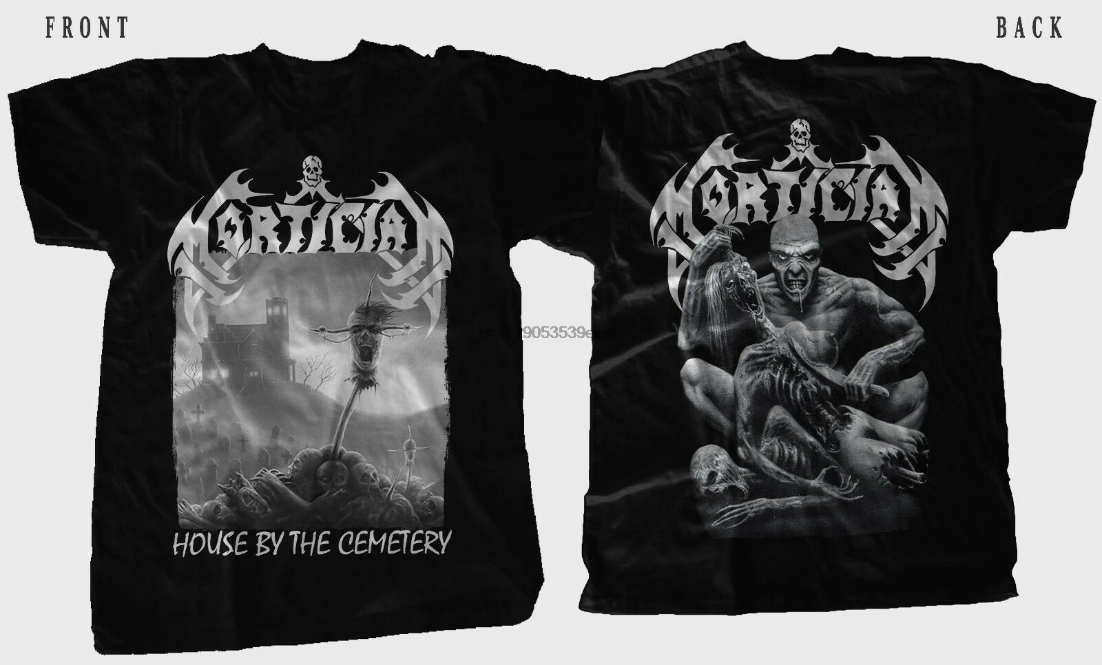 

Футболка с надписью «Mortician House By The Cemetery Death», металлическая, размеры от S до 6Xl