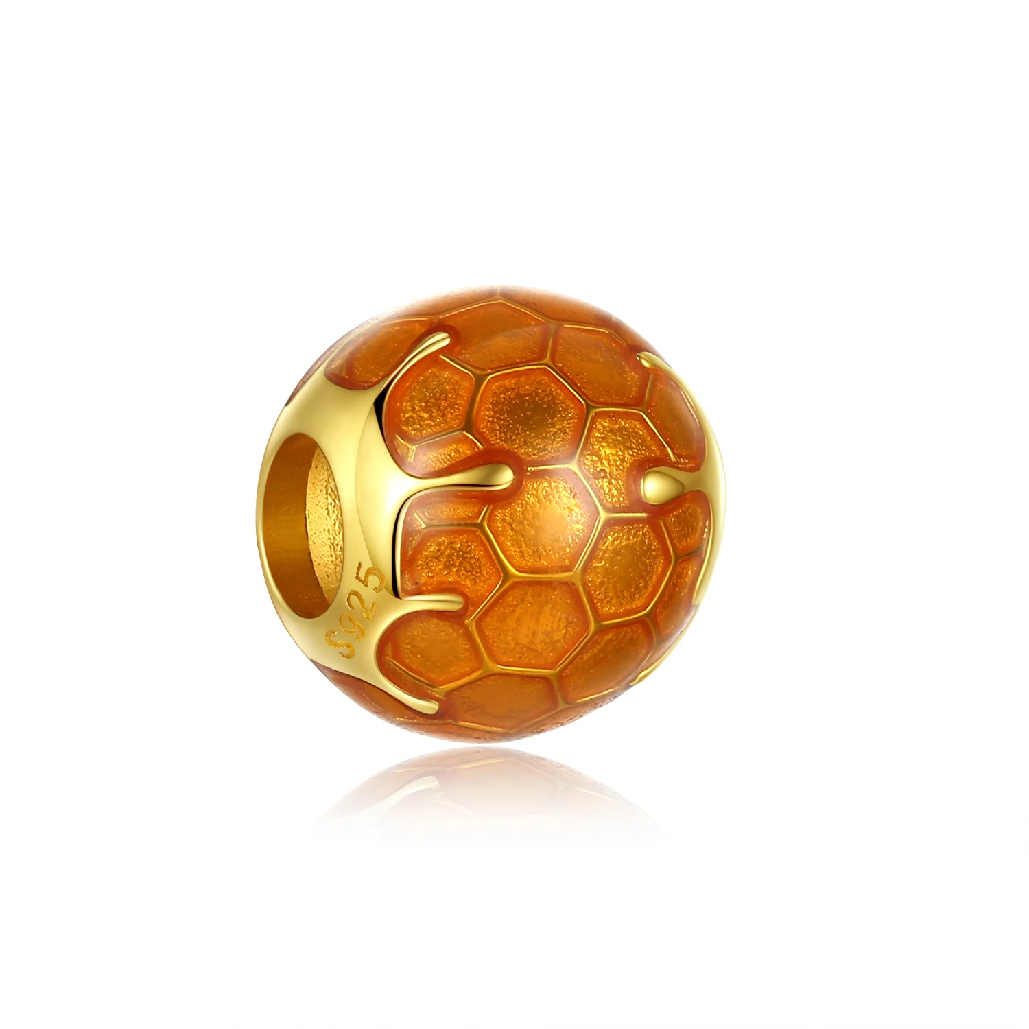 Gold Honeycomb TONGZHE Симпатичные Соты пчелы серебряные бусины 925 пробы для изготовления ювелирных изделий fit Pandora Браслет Подвески розовое золото эмаль - Цвет: Gold Honeycomb