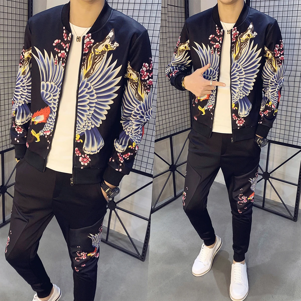 Весенний Chandal тренировочный костюм для мужчин Свитшот Homem Man комплект из 2