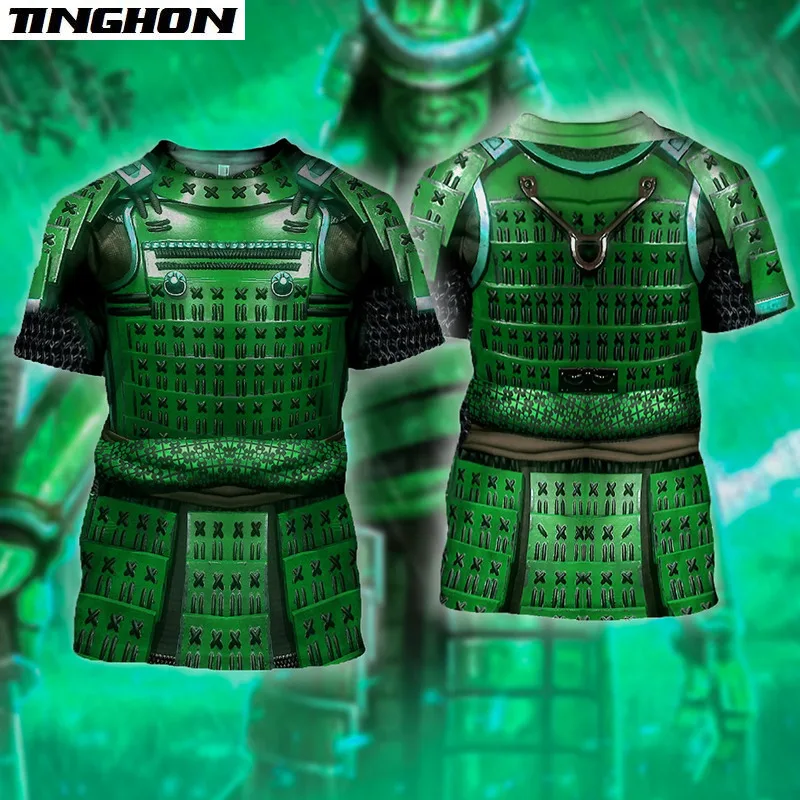 XS 7XL новые летние футболки 3D печатных самурая броня для мужчин Harajuku модные