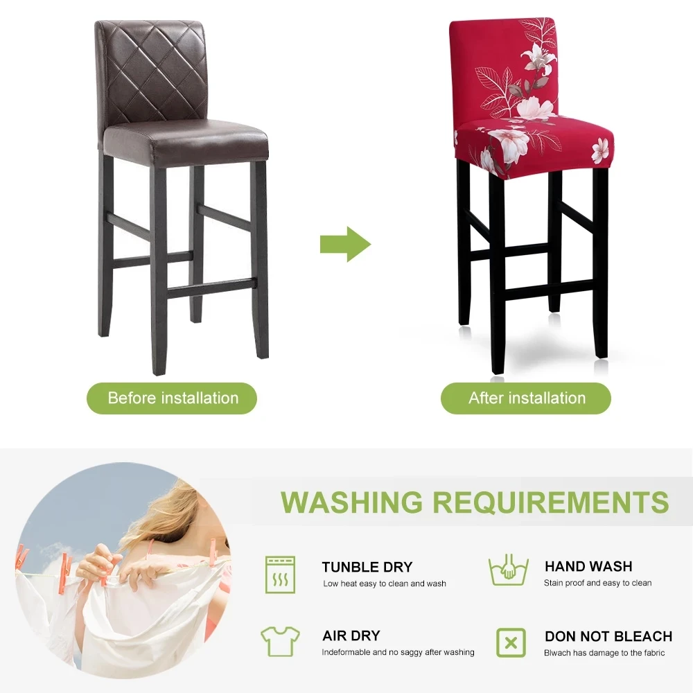 Китайский Стиль чехлы для стульев короткие задний барный спандекс на стулья