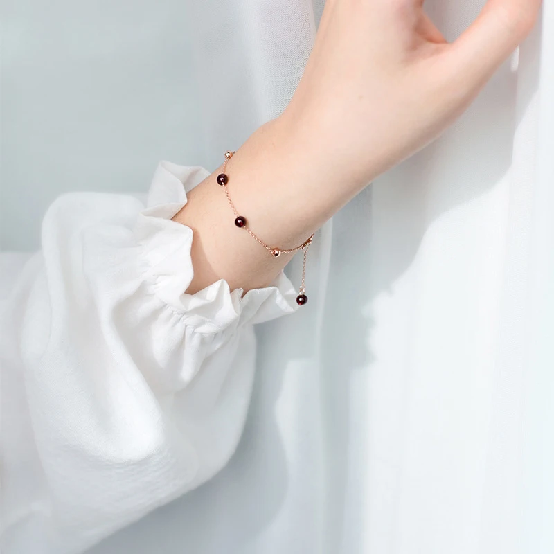 Colusiwei натуральный гранат звено цепи браслет для женщин стерлингового серебра 925