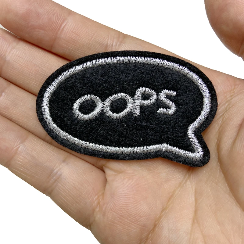 Новинка 10 шт. Серебряный Упс вышитые патчи железные на буквы значок заплаты