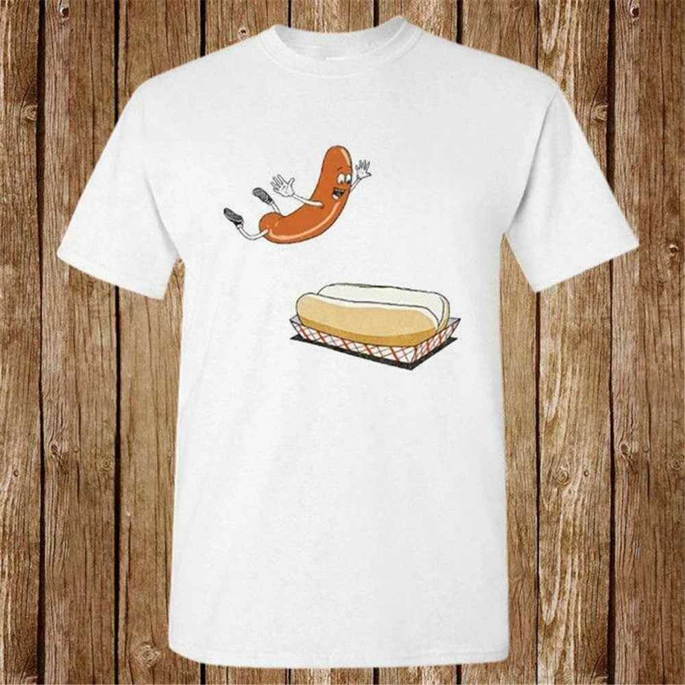 Новая футболка унисекс с изображением летающих хот-догов прыгающих в булочке