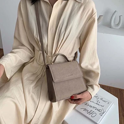 Khaki B Маленькие сумки с отворотом, женские сумки через плечо, простые однотонные кожаные сумки через плечо, женские кошельки, Модные женские Сумки из искусственной кожи - Цвет: Khaki B