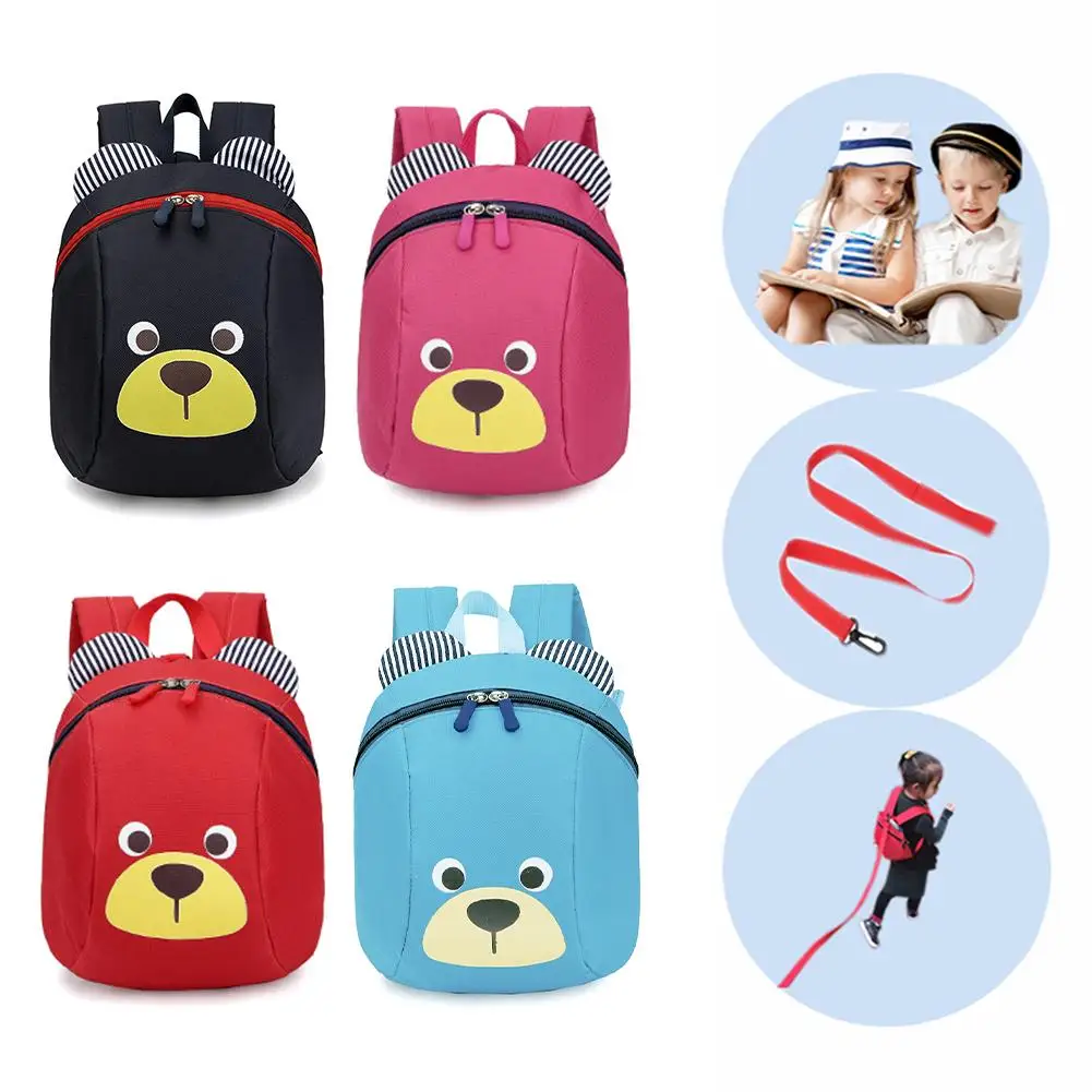 Рюкзак для младенцев 2-5 дюймов, регулируемый ранец для защиты от потери, с мультяшным рисунком медведя, школьная сумка для начинающих ходить...
