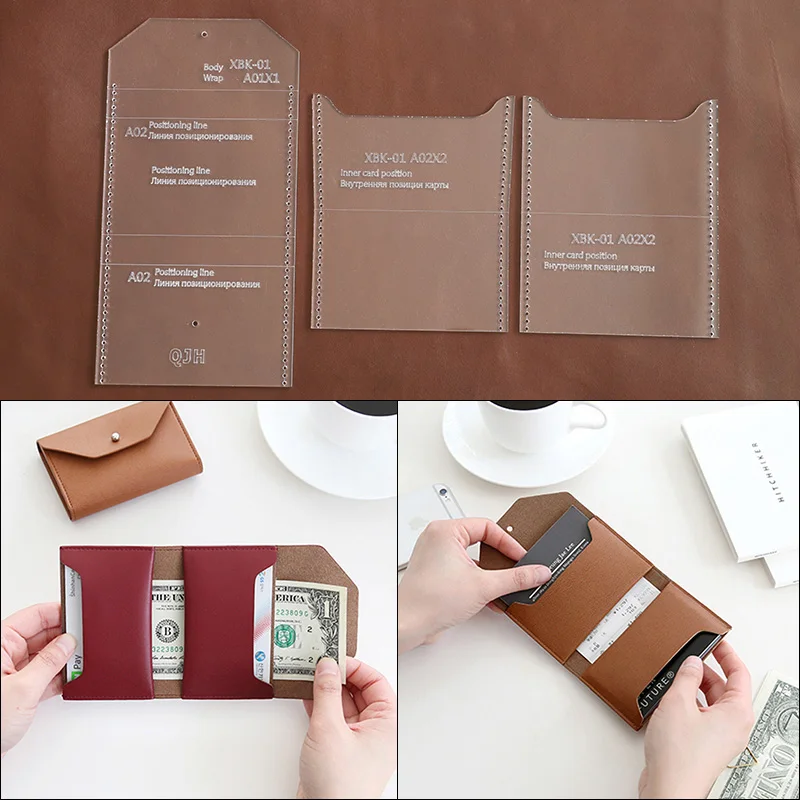 

DIY Ladies Bank Card Bag Acrylic Template Making Leather Wallet Sewing Drawing Stencil Craftwork Design Mould Tool Supplies