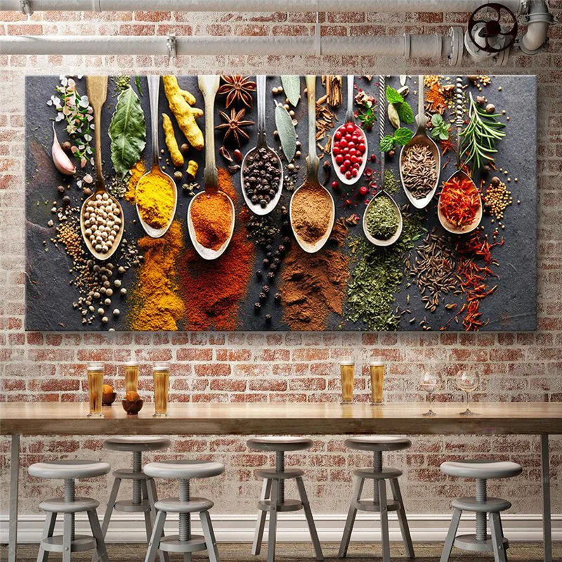 

Kitchen Wall Art Decoration Picture Personality Colorful Canvas Spray Painting Draw Core Adornment Fashion Household Decor