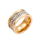 Кольцо с бриллиантами для мужчин и женщин, классическое ювелирное изделие из титана с покрытием из 18-каратного золота, свадебная бижутерия
