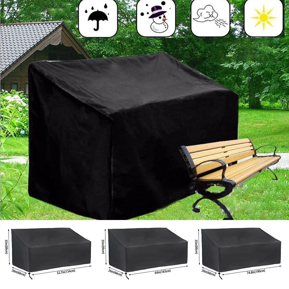 

Oxford Bench Seat Cover Black Heavy Duty Outdoor 2/3/4 Seater Furniture cover