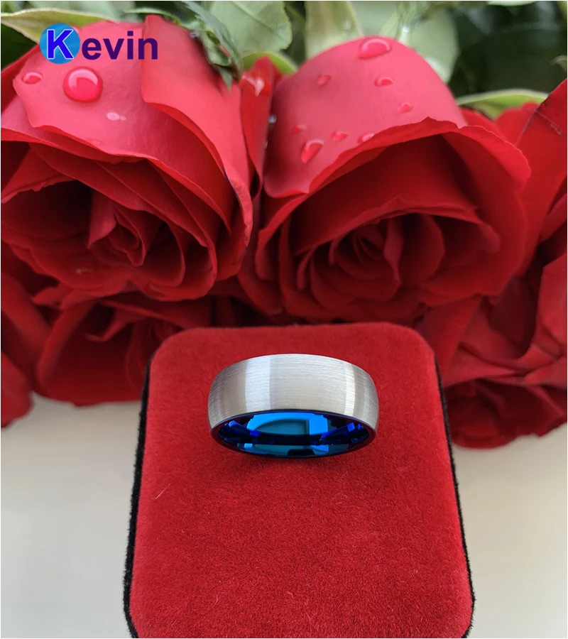 Мужское женское мужское обручальное кольцо синего цвета из вольфрама в наличии 6