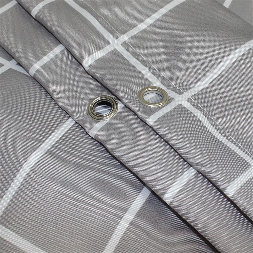 Серая Водонепроницаемая занавеска для душа в клетку ванной комнаты с 12 крючками