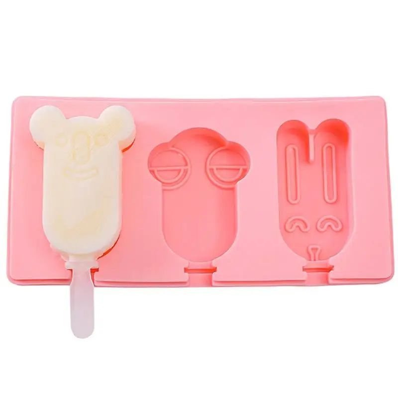

Cute Cartoon Ice Cream Mold Silicone Popsicle Mold Reusable Ice Pop Maker Mold With Lids And Sticks Kitchen Ice Cream Tools
