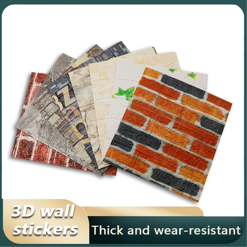 

39cmx35cm Waterproof 3D Brick Wall Sticker Self-adhesive Wallpaper Thicken Living Room Bedroom Kitchen DIY Home Decoration