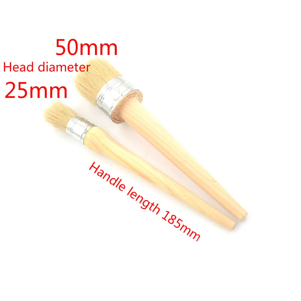 

1 PC 185mm Long Round Bristle Chalk 25mm 50mm Wooden Handle Round Bristle Chalk Oil Paint Painting Wax Brushes