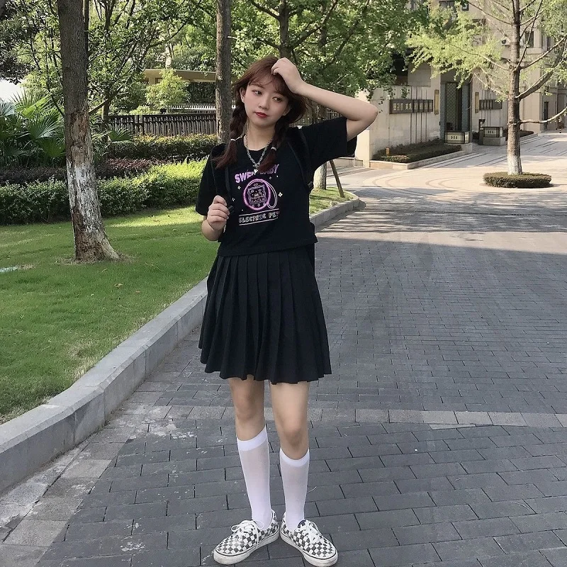 

Summer new short-sleeved T-shirt high waist slim slimming printed sweet Japanese girl blouse cute y2k Harajuku women's T-shirt