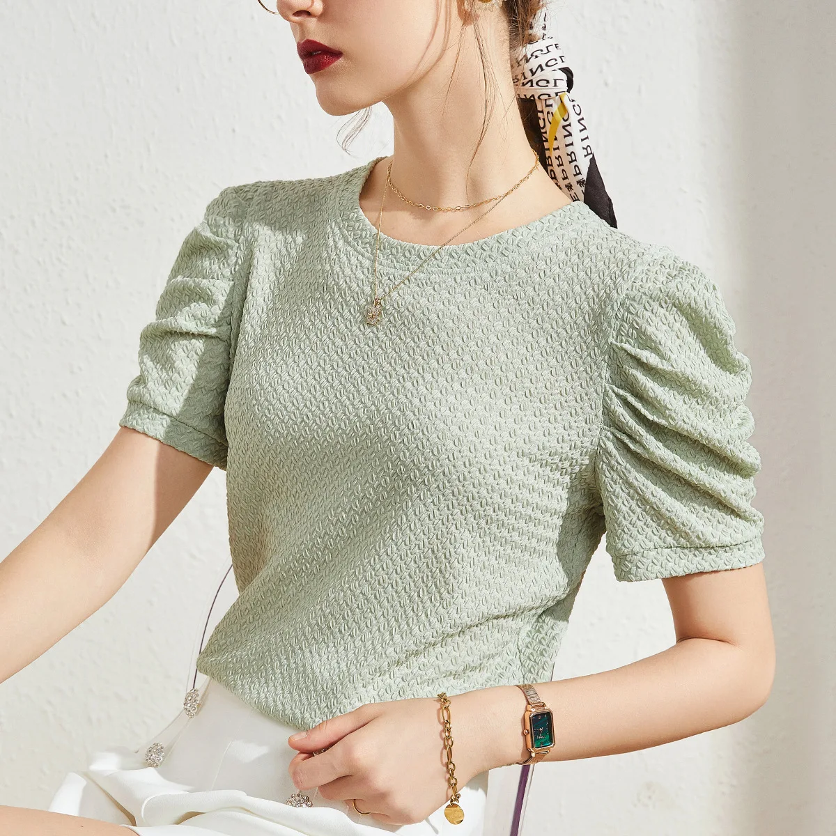 

Lace T Shirt Women England Style Puff Sleeve Short T-shirt Woman Clothes 2021 Fashion Summer Tops Korean Style Tee Shirt Femme