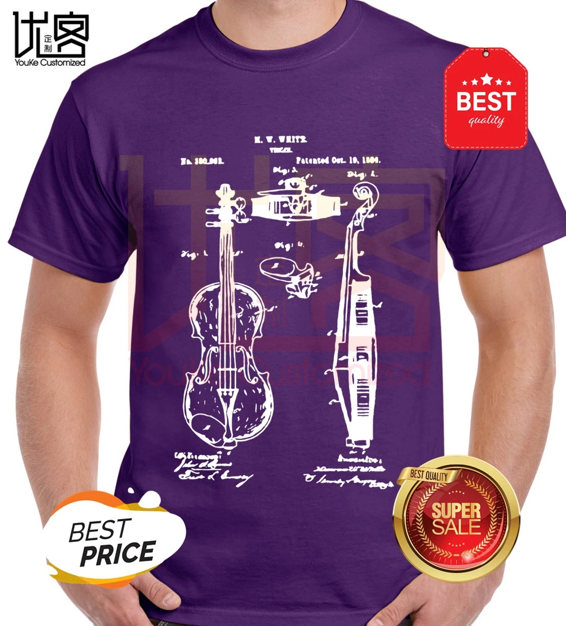 Футболка с принтом скрипки мужская и женская летняя футболка из 100% хлопка