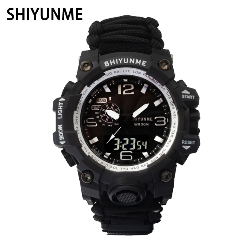 SHIYUNME спортивные военные мужские часы водонепроницаемые с двойным дисплеем
