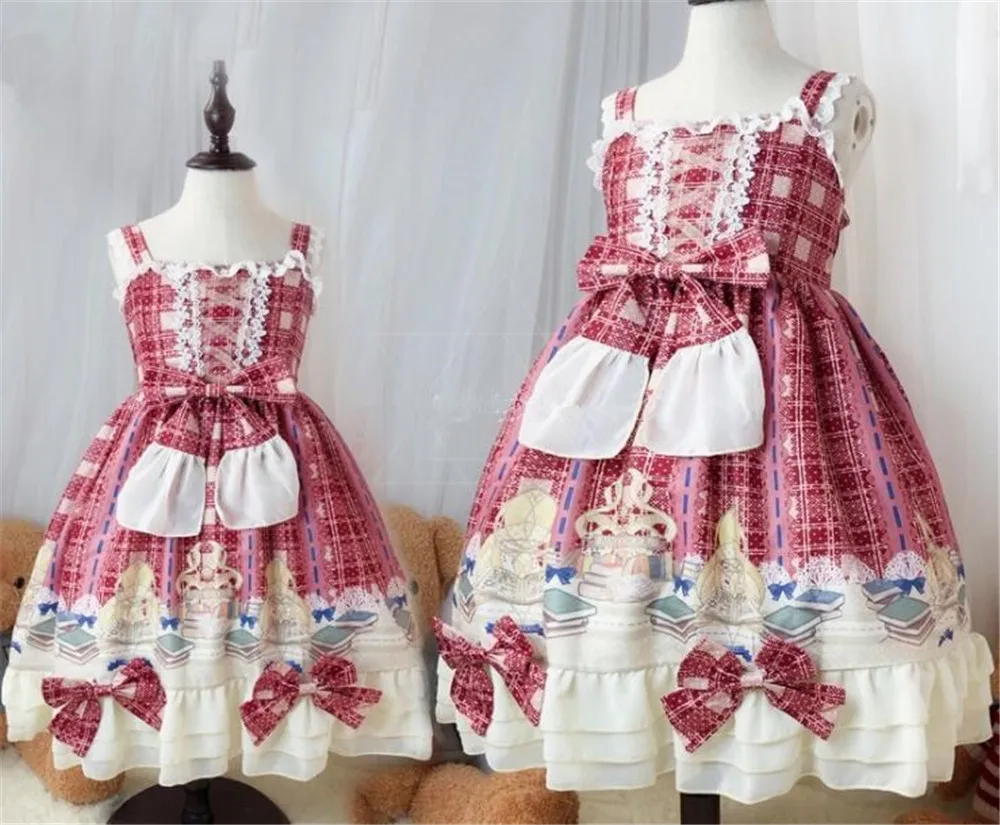 Детское Кружевное Платье До Колена без рукавов в японском стиле|Платья стиле