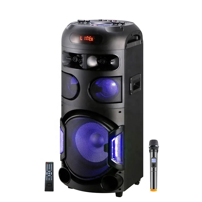 

party pa speaker double 12inch portable karaoke with light