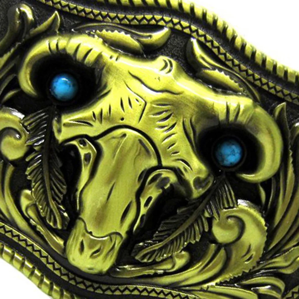 

Fashion Western Cowboy Rodeo Bull Skull Steer Head Belt Buckle Bronze