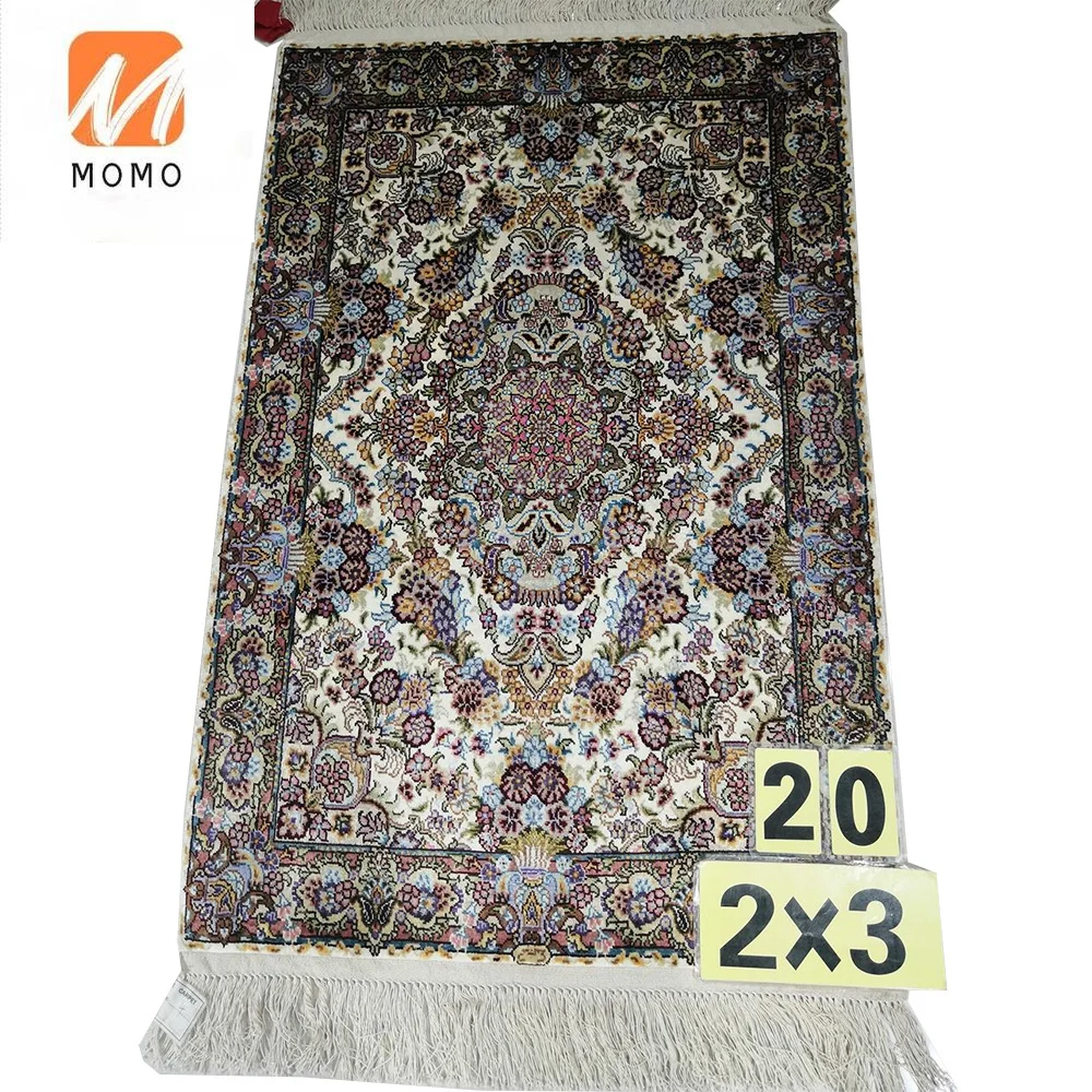 

New Yuxiang 2*3 ft Small Size Nice Blue Floral Design Hand Knotted Silk Turkish Carpet Rug