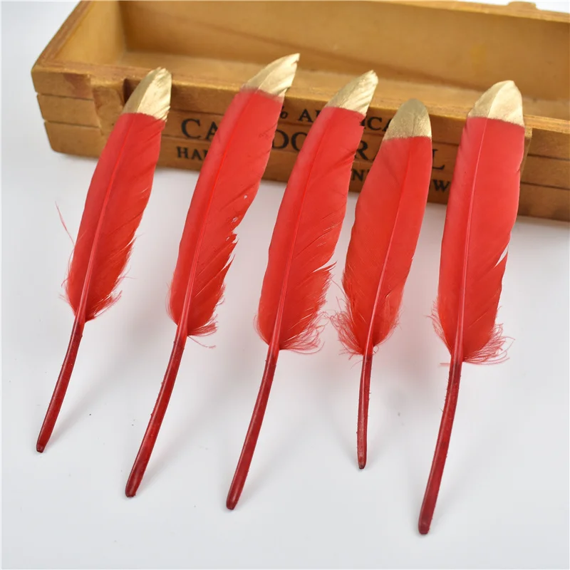 Позолоченные утиные перья гусиные для рукоделия 10-15 см/4-6 дюймов декоративные