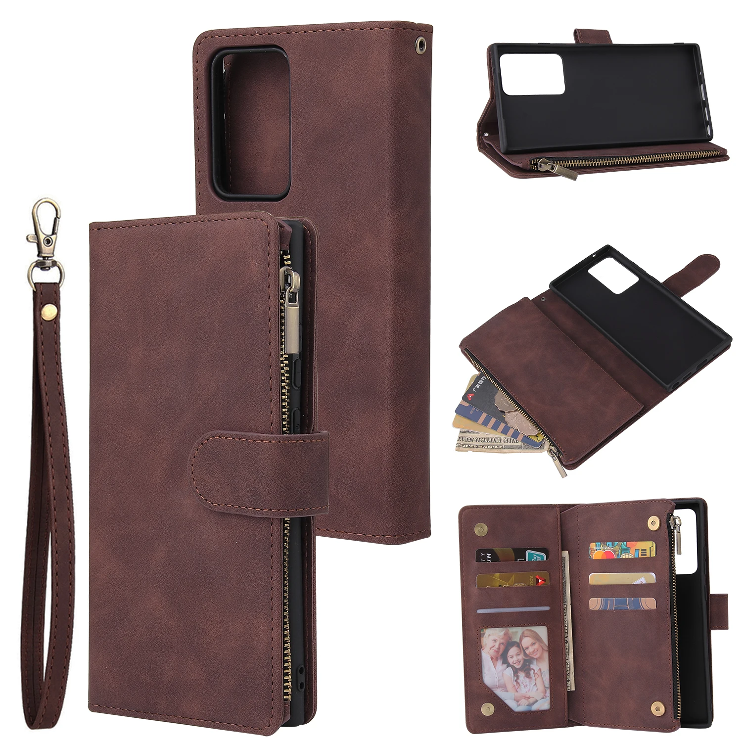 For Samsung S21 Note 20 Ultra 10+ 9 S20 FE  A71 A51 A41 S20 S10 S9 S8 Plus S10 Lite Zipper Wallet Flip Leather  Phone Case