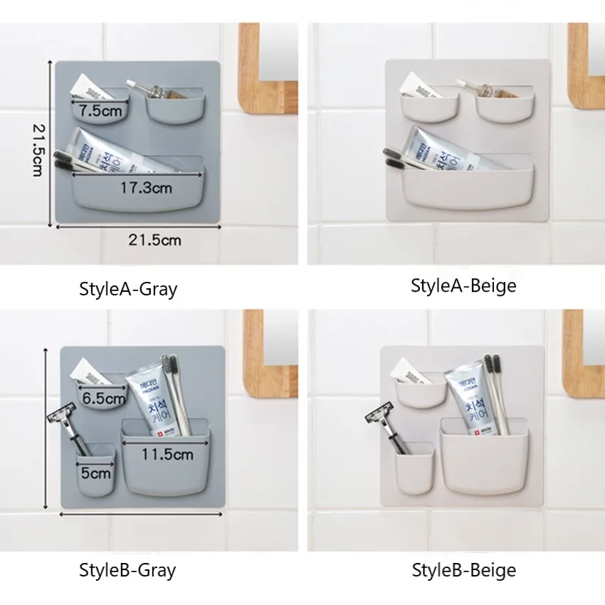 

Refrigerator Holder Wall Mounted Storage Rack Punch-Free Self-adhesive Plastic Racks Bathroom Kitchen Multifunction Organizer