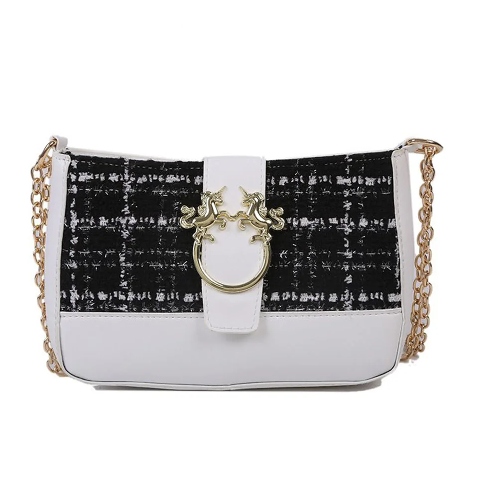 

Cute PU Leather Shoulder Bags Women Girls Casual Fashion Messenger Totes Crossbody Bag Contrast Color Baguette Handbag